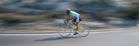 Bike racer participating in a bicycle race, Sitges, Barcelona, Catalonia, Spain by Panoramic Images - 36" x 12"
