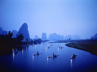 Night Fishing Guilin China Fine Art Print