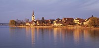 Switzerland, Berlingen, Town along a shore Fine Art Print