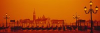 Gondolas moored at a dock, San Giorgio Maggiore, Venice, Italy Fine Art Print