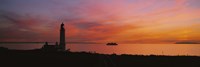 Silhouette of a lighthouse at sunset, Scotland Fine Art Print