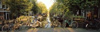 Bicycles On Bridge Over Canal, Amsterdam, Netherlands by Panoramic Images - 36" x 12"