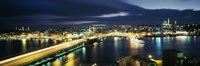 High angle view of a bridge lit up at night, Istanbul, Turkey Fine Art Print