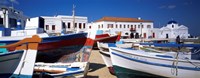 Rowboats on a harbor, Mykonos, Greece Fine Art Print