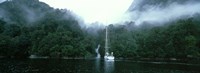 Yacht in the ocean, Fiordland National Park, South Island, New Zealand Fine Art Print