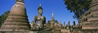 Statue Of Buddha In A Temple, Wat Mahathat, Sukhothai, Thailand Fine Art Print