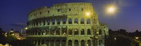 Ancient Building Lit Up At Night, Coliseum, Rome, Italy Fine Art Print