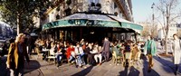 Group of people at a sidewalk cafe, Les Deux Magots, Saint-Germain-Des-Pres Quarter, Paris, France Fine Art Print