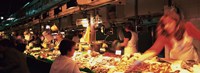 Group of people at a street market, Barcelona, Spain Fine Art Print