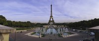 Fountain in front of a tower, Eiffel Tower, Paris, France Fine Art Print