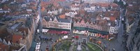 Aerial view of a town square, Bruges, Belgium Fine Art Print