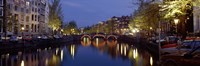 Night View Along Canal Amsterdam The Netherlands Fine Art Print