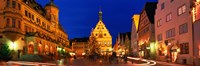 Town Center Decorated With Christmas Lights, Rothenburg, Germany Fine Art Print