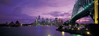 Port Jackson, Sydney Harbor And Bridge Night, Sydney, Australia Fine Art Print