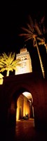 Low angle view of a mosque lit up at night, Koutoubia Mosque, Marrakesh, Morocco Fine Art Print