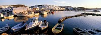 Boats at the dock in the sea, Paros, Cyclades Islands, Greece Fine Art Print