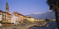 Buildings at the waterfront, Lake Maggiore, Ascona, Switzerland Fine Art Print