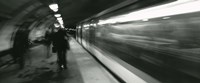 Subway train passing through a subway station, London, England Fine Art Print