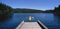 Rear view of a man on a kayak in a river, Orcas Island, Washington State, USA Fine Art Print