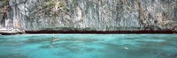 High Angle View Of Three People Snorkeling, Phi Phi Islands, Thailand Fine Art Print