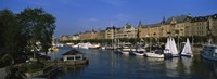 Boats In A River, Stockholm, Sweden Fine Art Print