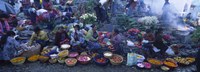 High Angle View Of A Group Of People In A Vegetable Market, Solola, Guatemala Fine Art Print