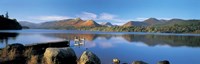 Reflection of mountains in water, Derwent Water, Lake District, England Fine Art Print