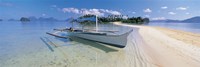 Fishing boat moored on the beach, Palawan, Philippines Fine Art Print