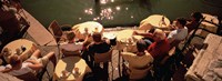 High angle view of tourists sitting along a canal, Venice, Italy Fine Art Print