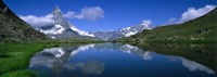 Reflection of mountains in water, Riffelsee, Matterhorn, Switzerland Fine Art Print