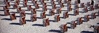 High Angle View Of Beach Baskets On The Beach, Sellin, Isle Of Ruegen, Germany Fine Art Print