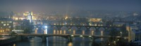 High angle view of a bridge at dusk, Charles Bridge, Prague, Czech Republic Fine Art Print