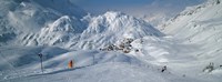 Rear view of a person skiing in snow, St. Christoph, Austria Fine Art Print