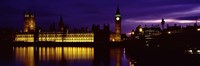 Government Building Lit Up At Night, Big Ben And The House Of Parliament, London, England, United Kingdom Fine Art Print