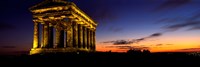 Monument Lit Up At Dusk, Penshaw Monument, London, England, United Kingdom Fine Art Print