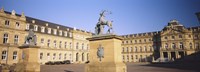 Low Angle View Of Statues In Front Of A Palace, New Palace, Schlossplatz, Stuttgart, Baden-Wurttemberg, Germany Fine Art Print