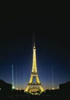 Tower lit up at night, Eiffel Tower, Paris, France Fine Art Print