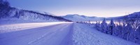 Highway running through a snow covered landscape, Akureyri, Iceland Fine Art Print