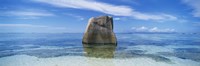 Boulder in the sea, Anse Source D'argent Beach, La Digue Island, Seychelles Fine Art Print