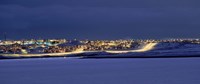 City lit up at night, Grafarvogur, Reykjavik, Iceland Fine Art Print