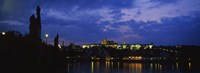 Buildings lit up at night, Prague, Czech Republic by Panoramic Images - 36" x 12"