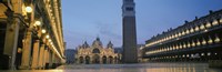 Cathedral lit up at dusk, St. Mark's Cathedral, St. Mark's Square, Venice, Veneto, Italy Fine Art Print