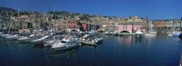 Boats at a harbor, Porto Antico, Genoa, Italy Fine Art Print