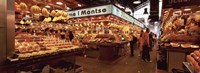 Group of people in a vegetable market, La Boqueria Market, Barcelona, Catalonia, Spain Fine Art Print