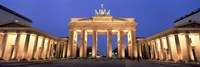 Low angle view of a gate lit up at dusk, Brandenburg Gate, Berlin, Germany Fine Art Print