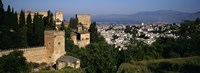 High angle view of palace with a city in the background, Alhambra, Granada, Andalusia, Spain Fine Art Print