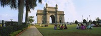 Tourist in front of a monument, Gateway Of India, Mumbai, Maharashtra, India Fine Art Print