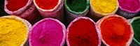 High angle view of various powder paints, Braj, Mathura, Uttar Pradesh, India Fine Art Print