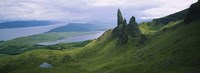 High angle view of rock formations on a mountain, Old Man Of Storr, Isle Of Skye, Scotland Fine Art Print