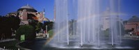 Water fountain with a rainbow in front of museum, Hagia Sophia, Istanbul, Turkey Fine Art Print